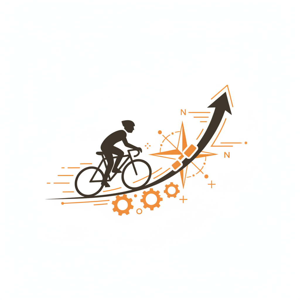 Illustration : cycliste sur une courbe de progression, symbole d'une préparation planifiée